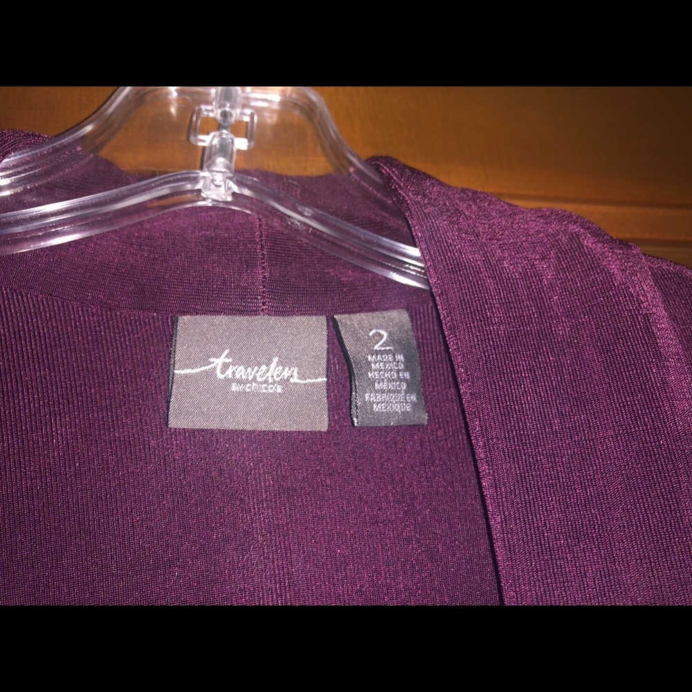 Plum mulberry Chico’s Travelers duster size 2 Lge